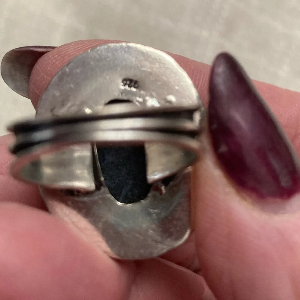 NEW Titanium Druzy, Antique Design Ring. 925 Silver. Size 7.5 - Picture 6 of 6
